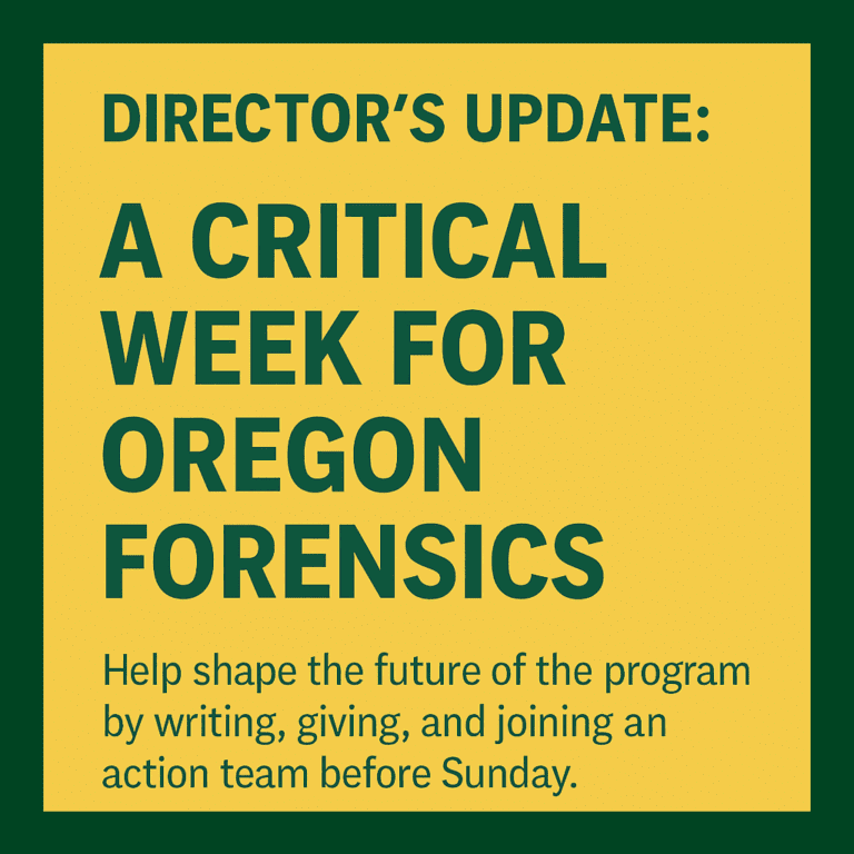 directors update 3 support Oregon Forensics program